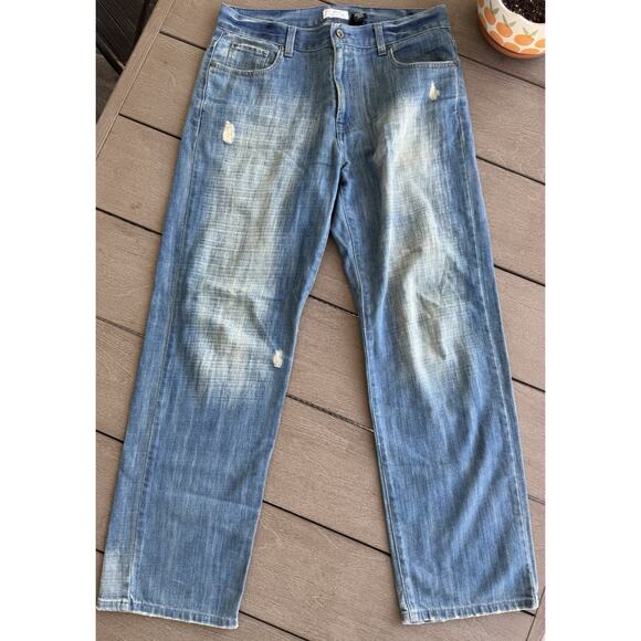 DKNY vintage distressed men's jeans low rise 33/32 Wide Leg Skater Rave Y2K 90s - Picture 1 of 6